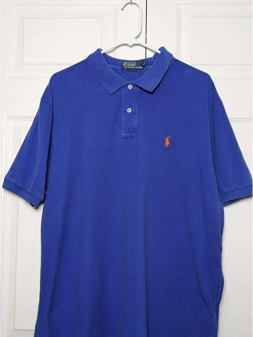 Polo by Ralph Lauren Men’s Polo Shirt, Blue w/ Orange Logo, Big & Tall Size XXL